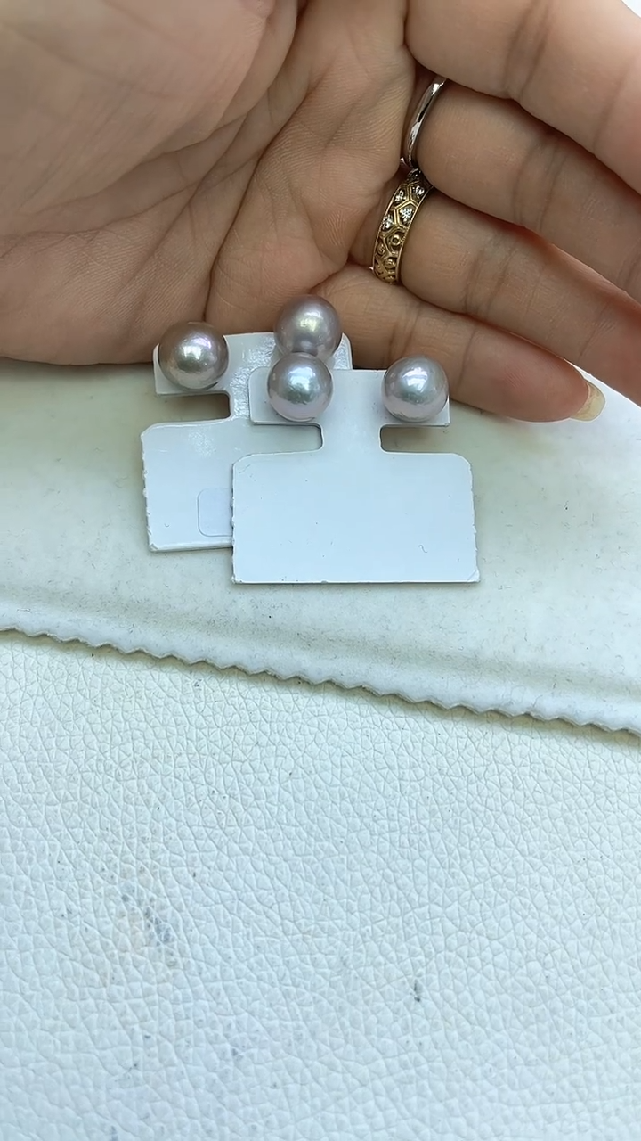 未镶嵌耳饰淡水珍珠灰色系素钉