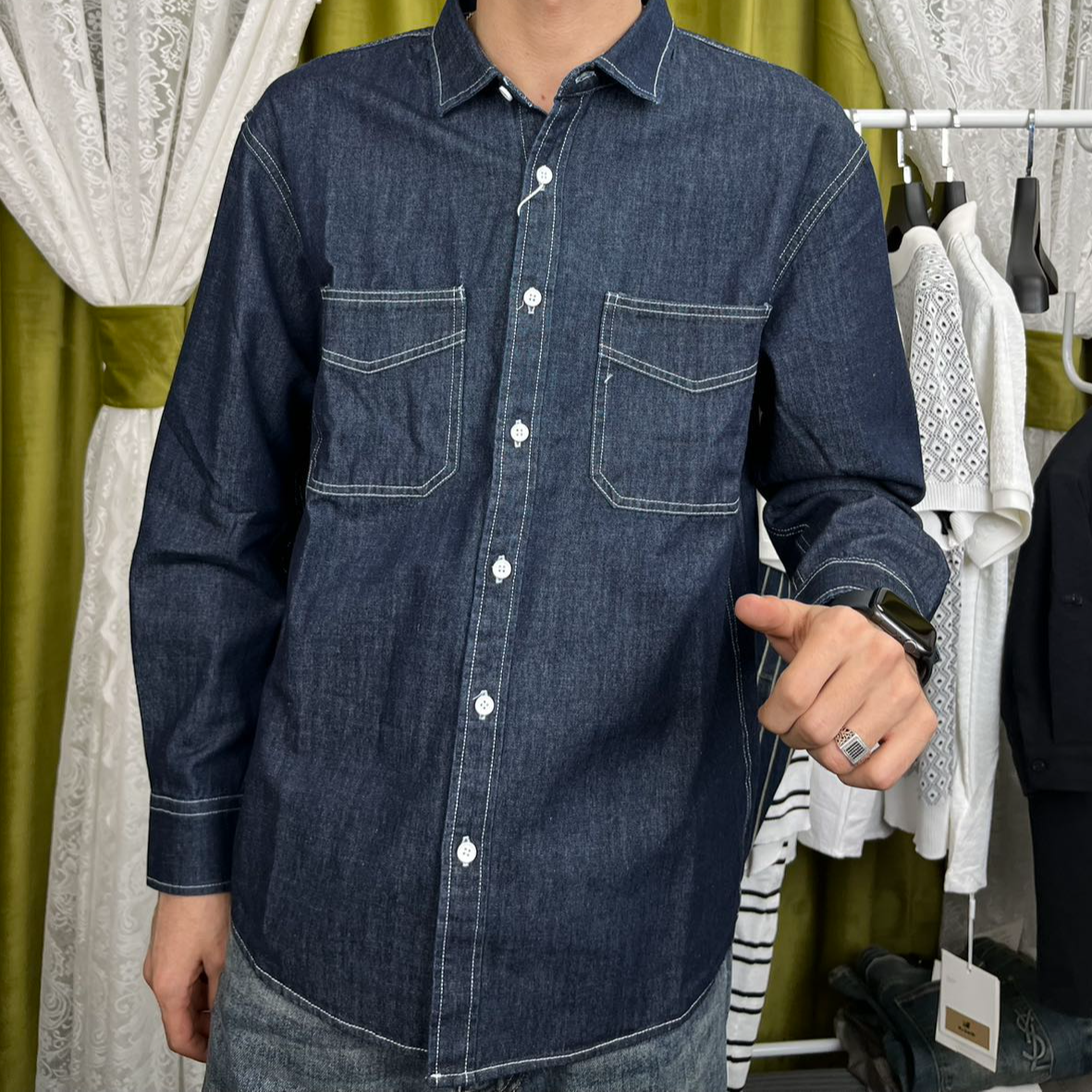 04 长袖衬衫 男士衬衫 牛仔 蓝色 男款