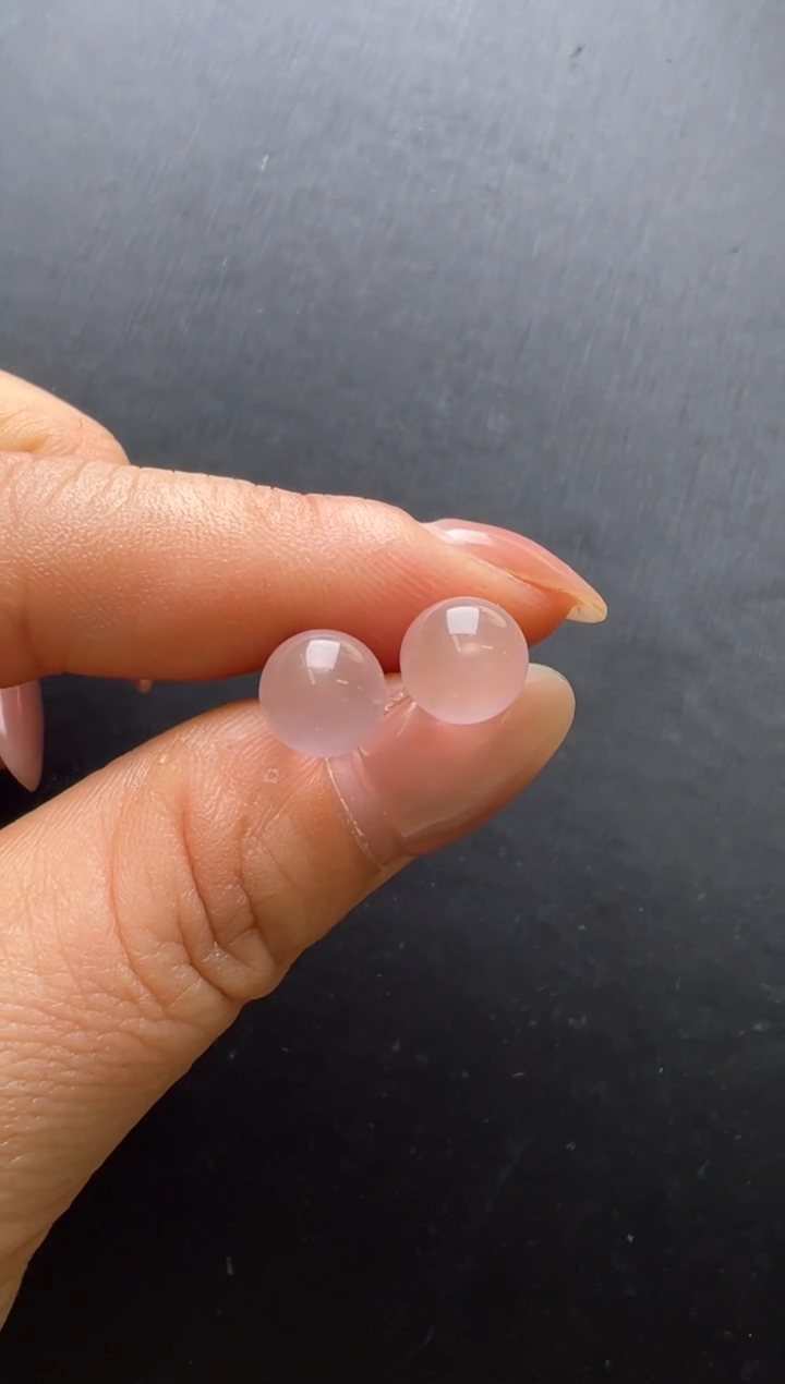 耳钉18K金镶嵌水晶18K马粉耳钉8mm+Z24411