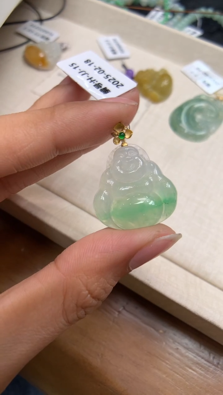 【闪购商品】翡翠颈饰18K金镶嵌佛公