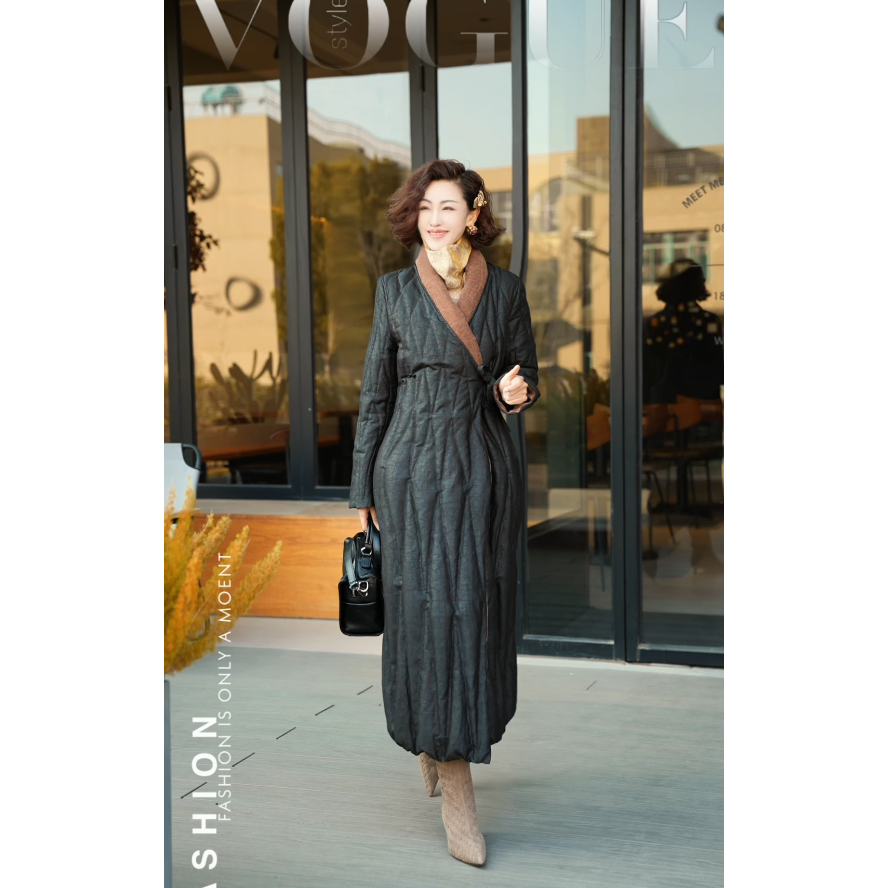 【渣渣严选】香云纱鹅绒服SD3273-1冬季时尚保暖系带款