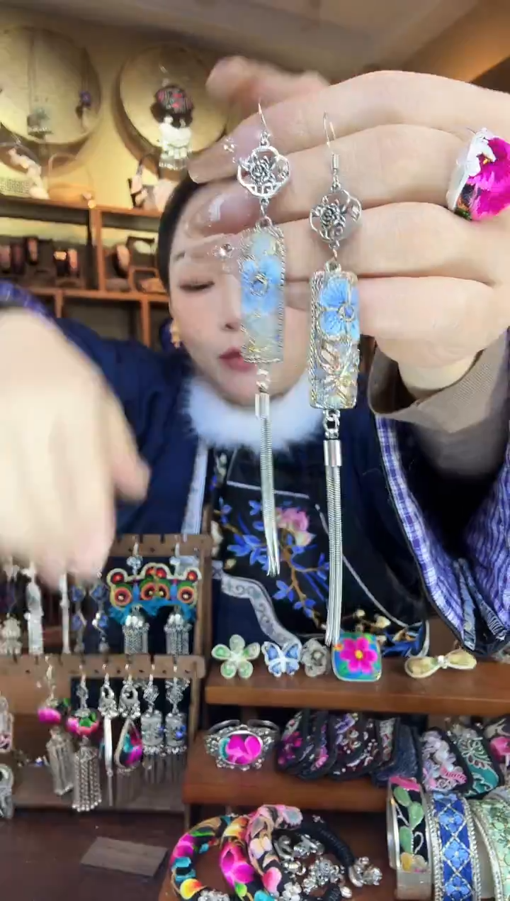 刺绣非遗刺绣民族风耳环