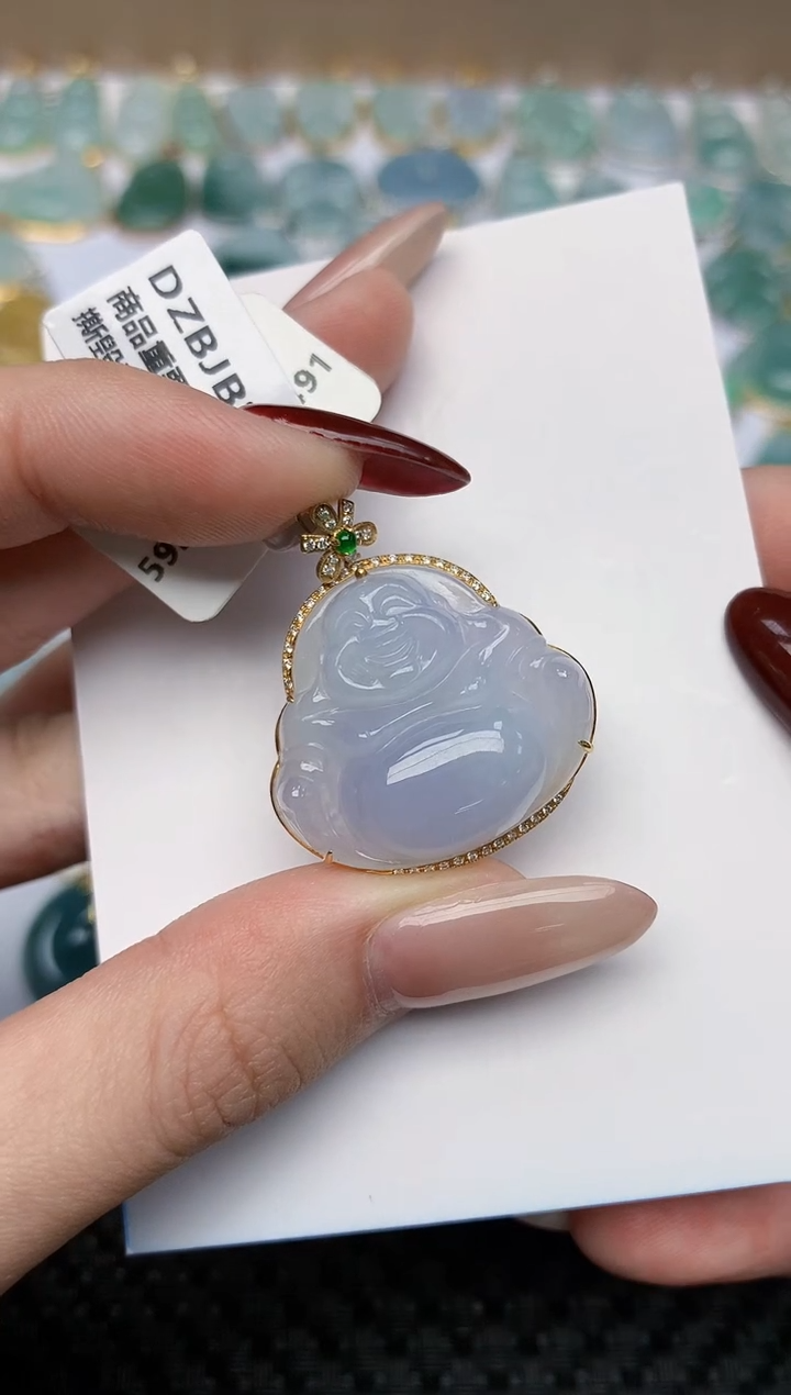 【闪购商品】翡翠颈饰18K金镶嵌天然翡翠a货