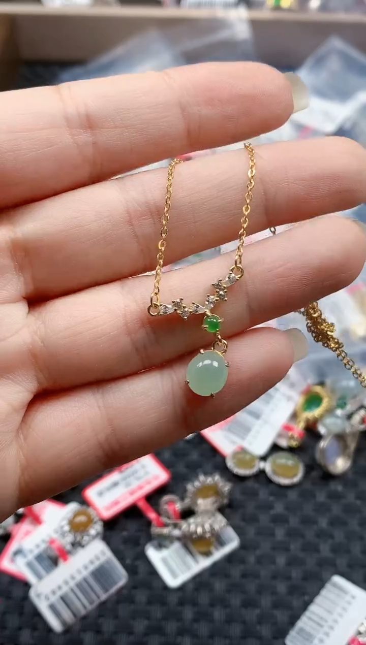 银S925镶嵌戒指翡翠天然A货缅甸翡翠