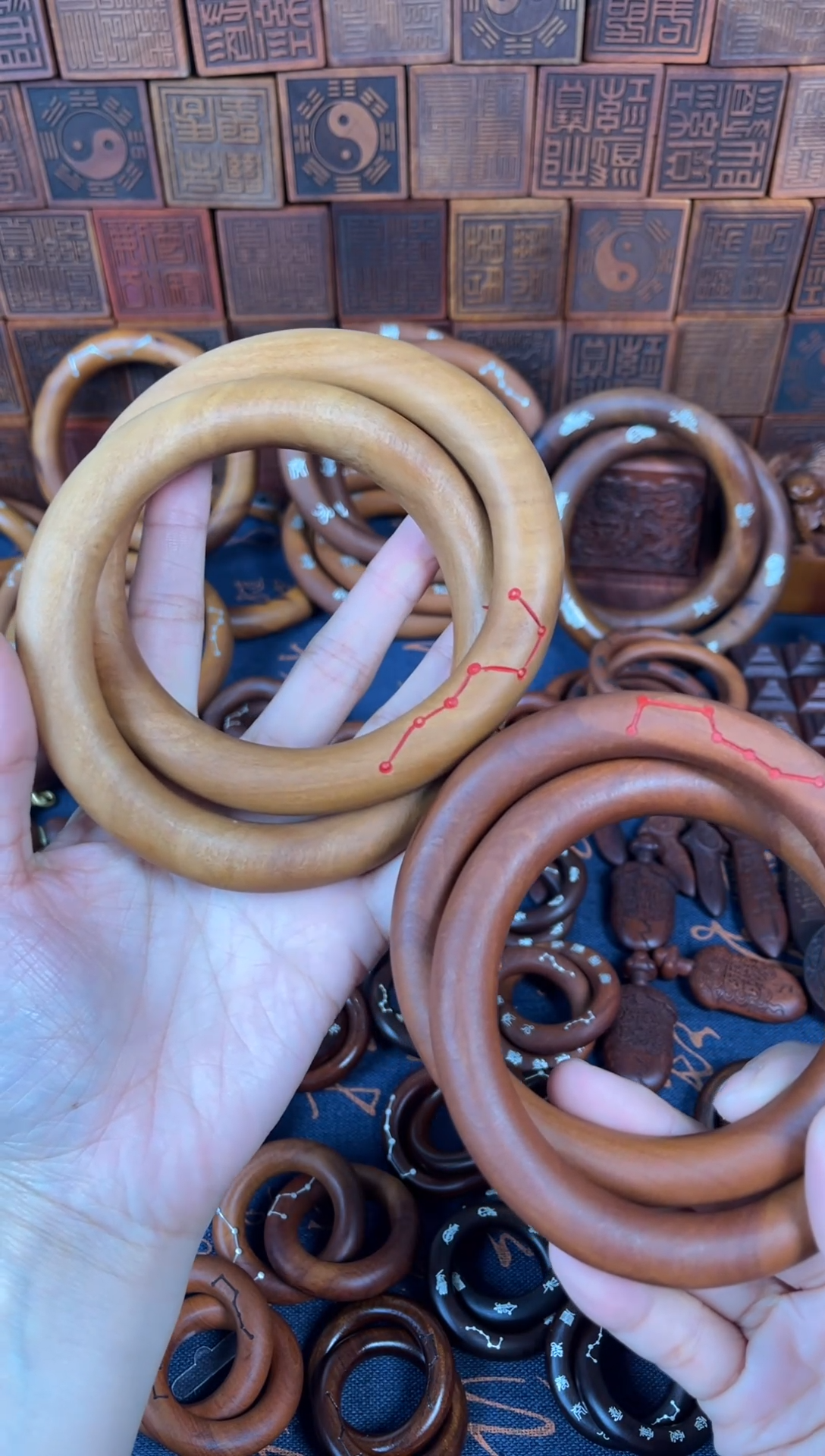 木枣木75带沙刻六七星乾坤圈一物一拍