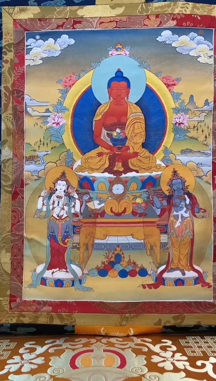 【闪购商品】卷轴画矿物质喷绘 西方三圣1.3m蓝色水波纹