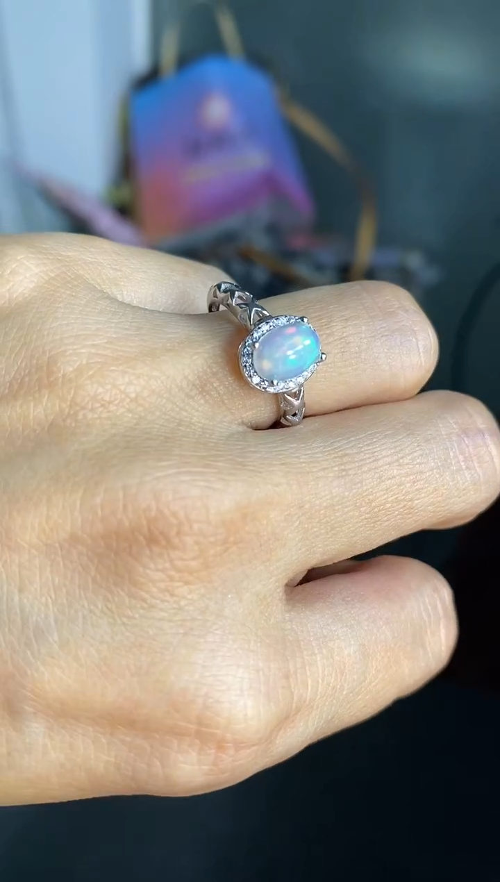 【闪购商品】欧泊戒指银S925镶嵌戒指