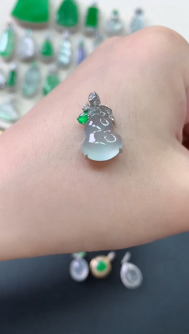 翡翠18K金镶嵌吊坠(不含链)X349|7800