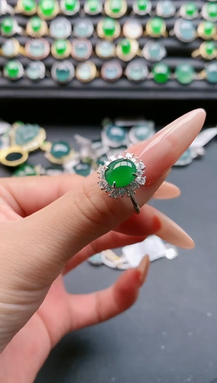 【闪购商品】翡翠戒指银S925镶嵌1111111