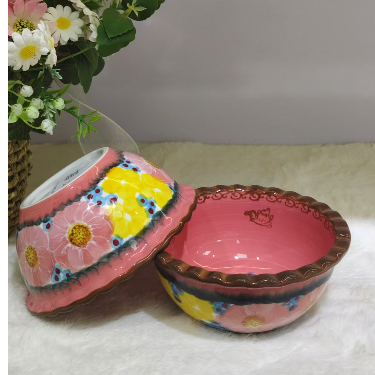 新瓷新疆包邮【樱花雪月】家用手绘釉下彩陶瓷米饭碗5英寸四只装