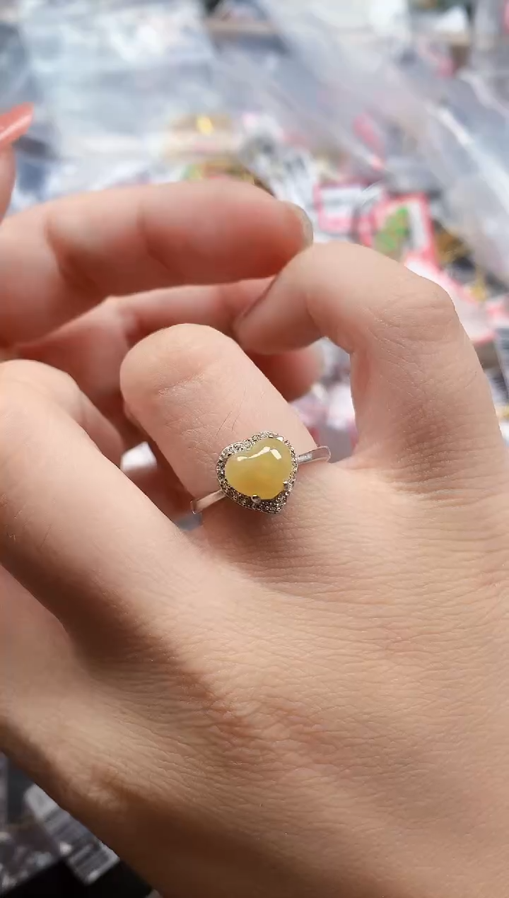 银S925镶嵌戒指翡翠天然A货缅甸翡翠