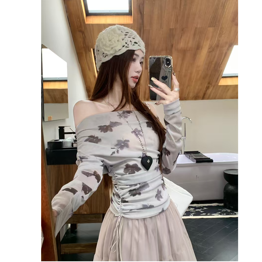 【A0349】短款打底复古不规则法式纯欲收腰气质显瘦小众套装