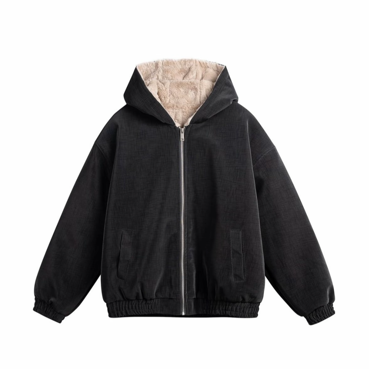 美式简约加厚连帽棉服外套冬季情侣保暖百搭宽松休闲棉衣