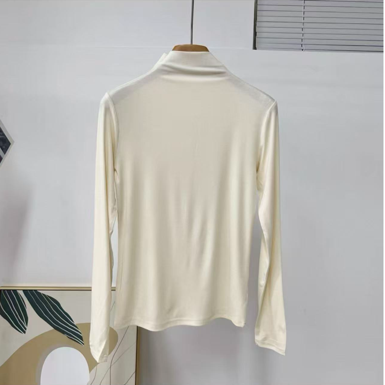 2025新款灰色修身半高领打底衫内搭秋冬长袖T恤女纯色上衣-129