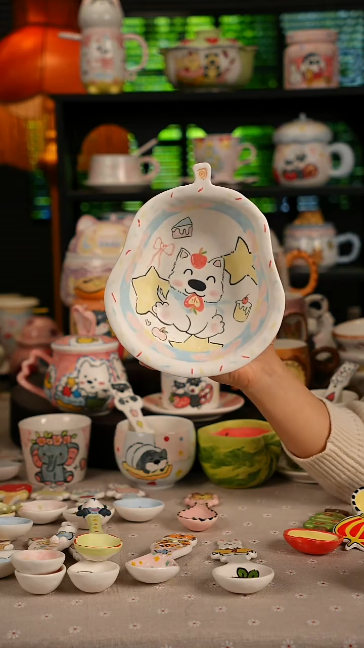 陶瓷无盖款景德镇高温釉下彩纯手绘创意瓷
