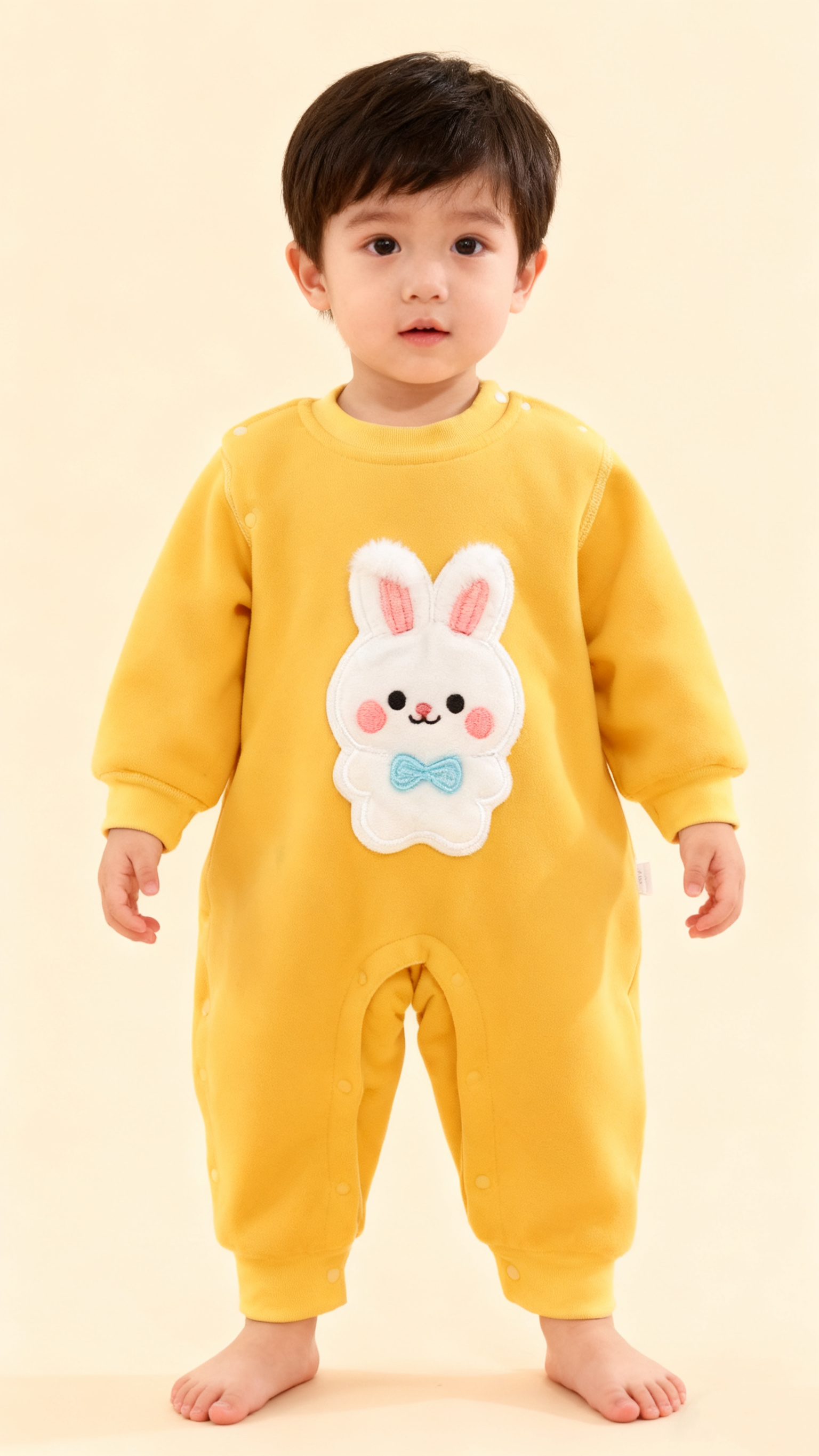 柏莉绒秋冬卡通连体衣加厚加绒棉服宝宝长袖