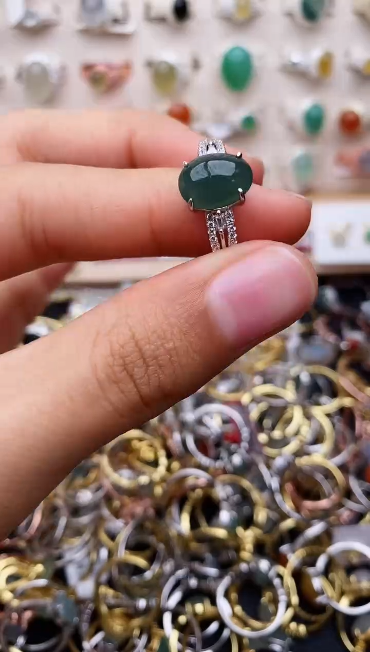 【闪购商品】翡翠戒指银S925镶嵌缅甸翡翠