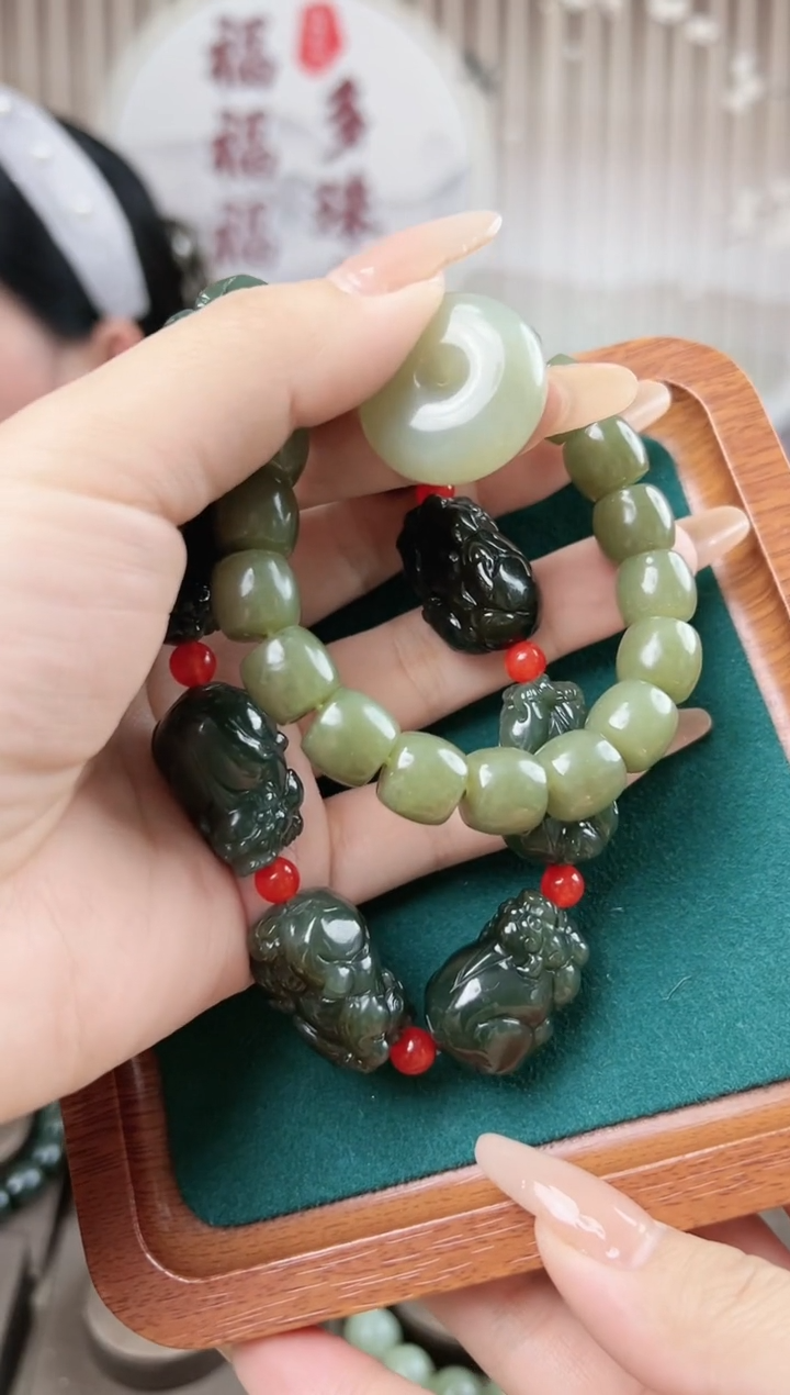 【闪购商品】和田玉手串未镶嵌貔貅手串 黄口手串 平安扣