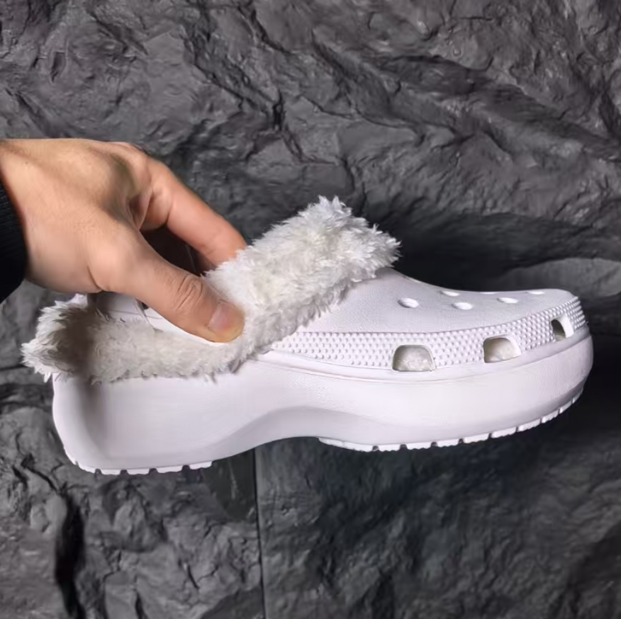【云哚加绒】2025新款洞洞鞋女鞋秋冬厚底防滑外穿沙滩鞋