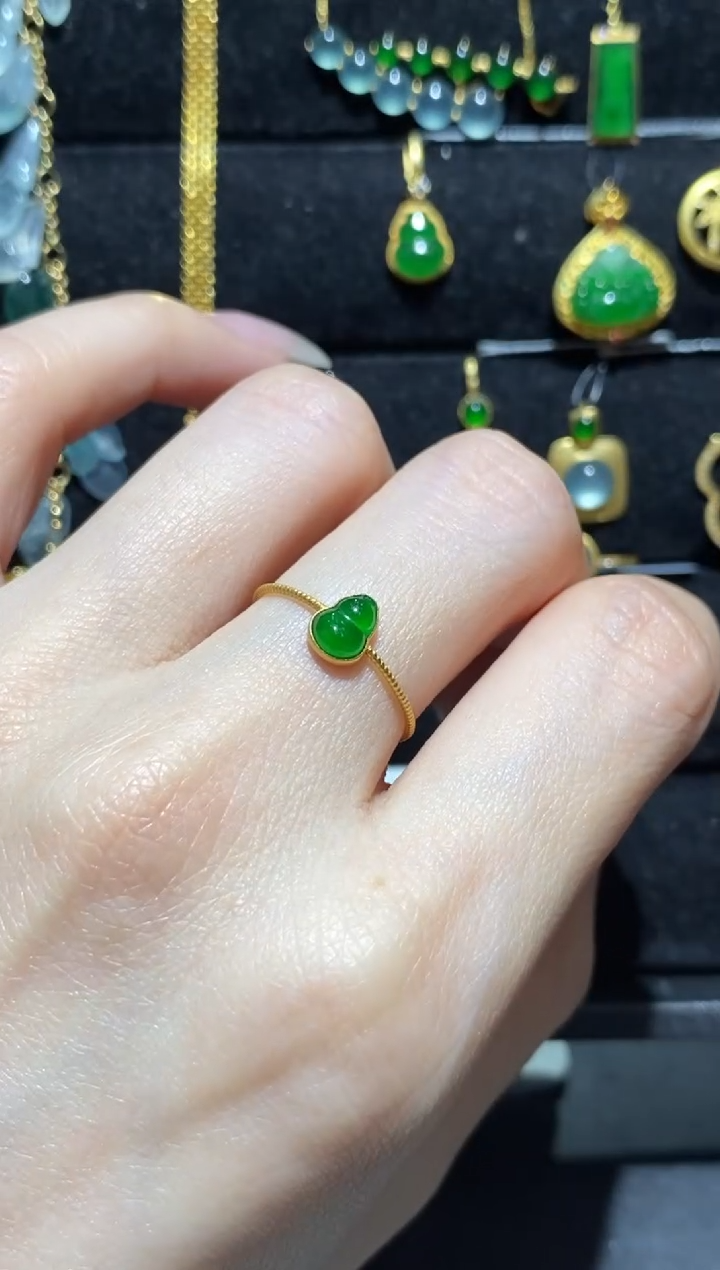 【闪购商品】翡翠戒指18K金镶嵌戒指