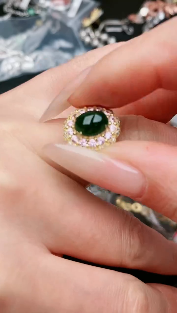 翡翠戒指银S925镶嵌.....