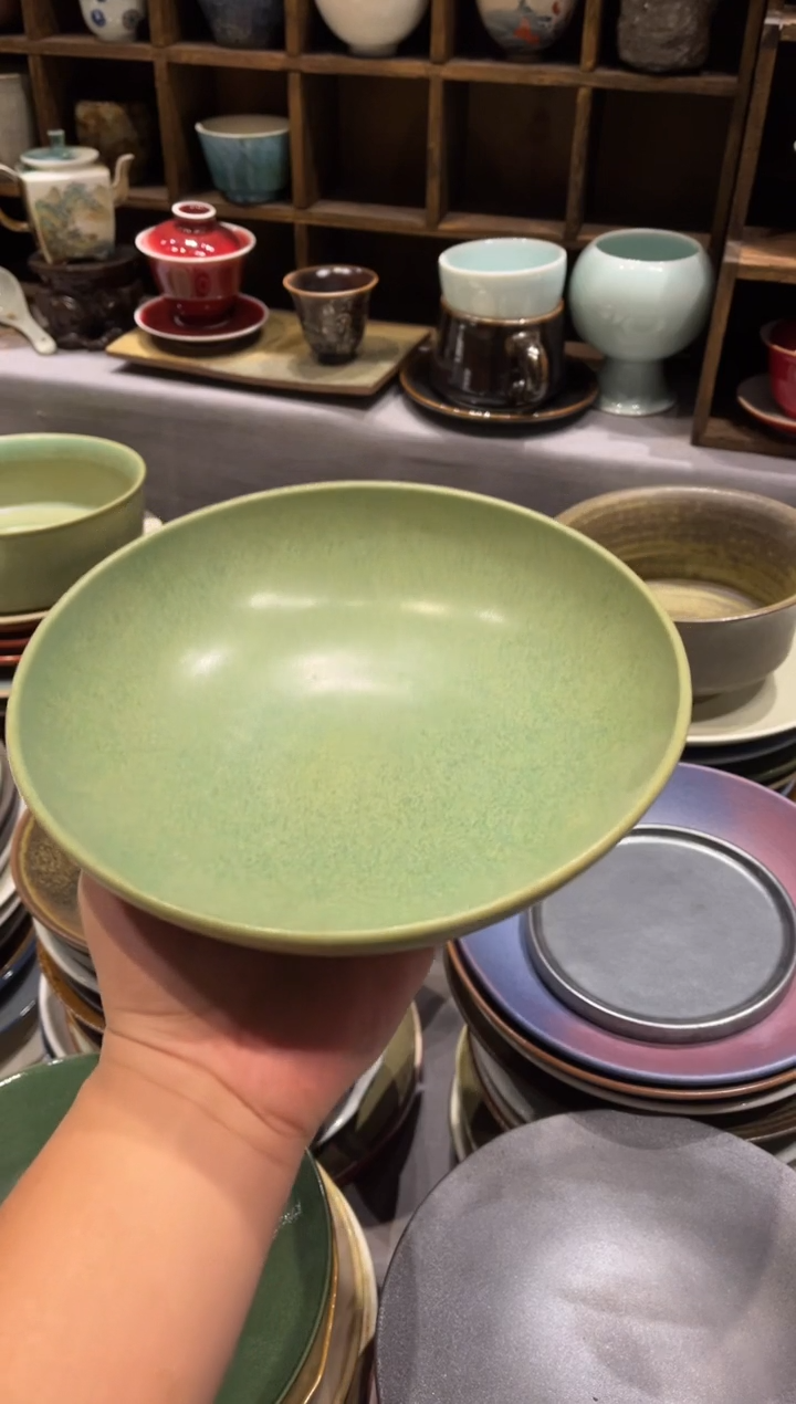 【闪购商品】瓷片691 绿色的锅盘1个
