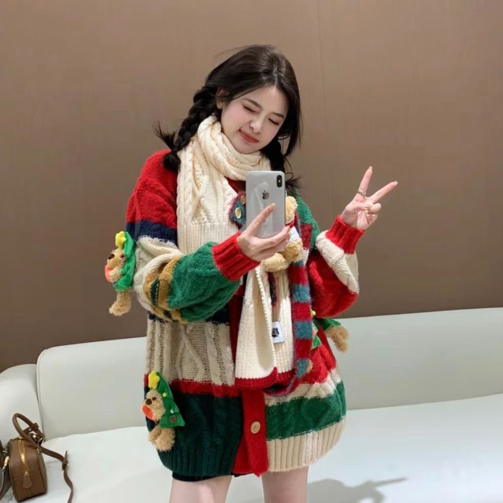 FOG（162）节日限定氛围感立体玩偶针织衫毛衣-4N711WT219