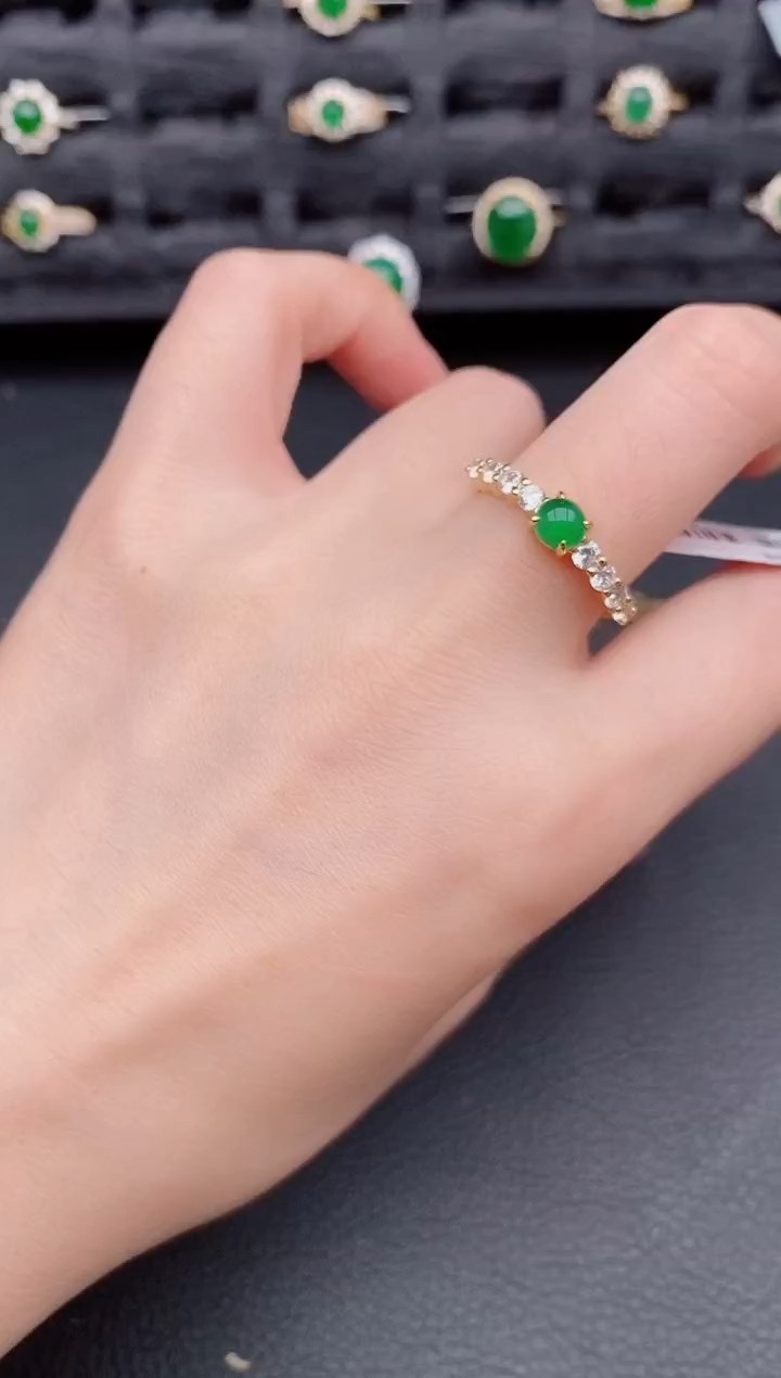 银S925镶嵌戒指翡翠天然a货翡翠184