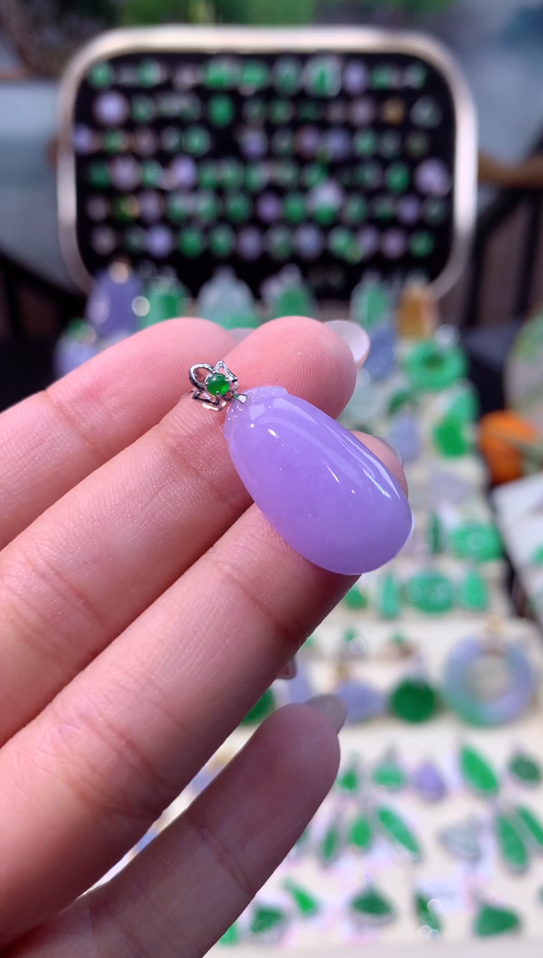 【闪购商品】翡翠颈饰18K金镶嵌缅甸天然A货翡翠