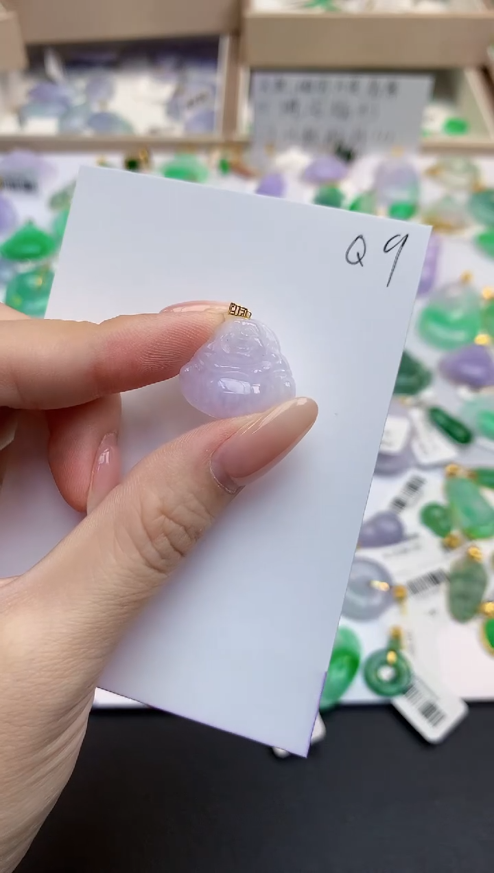 颈饰18K金镶嵌翡翠天然缅甸A货翡翠