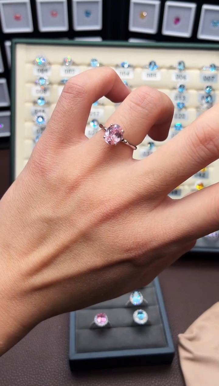 戒指彩色蓝宝石银S925镶嵌111