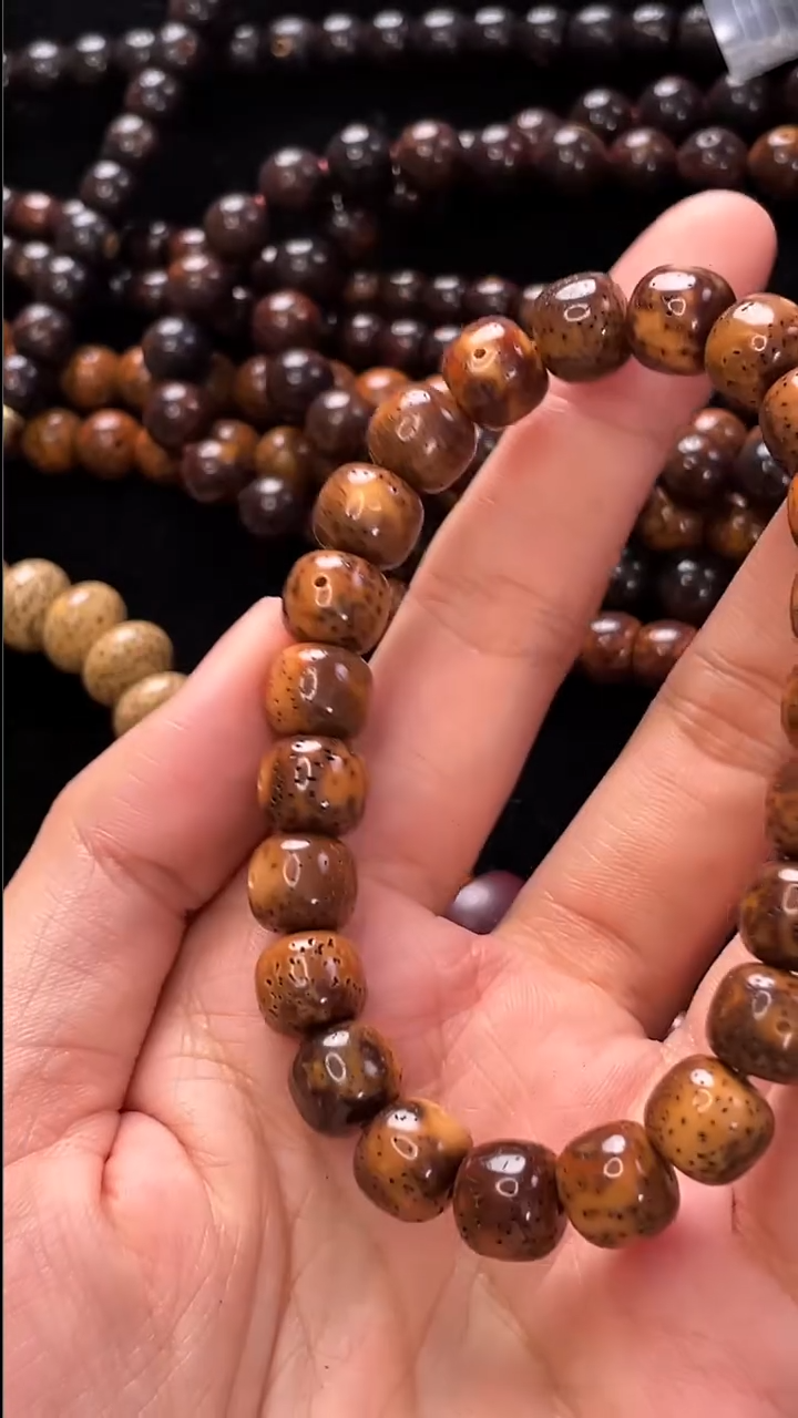 手串星月菩提精工级浅珀金桶珠10*9手串