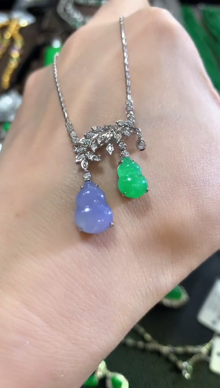 项链18K金镶嵌翡翠m51  多样性一件发货