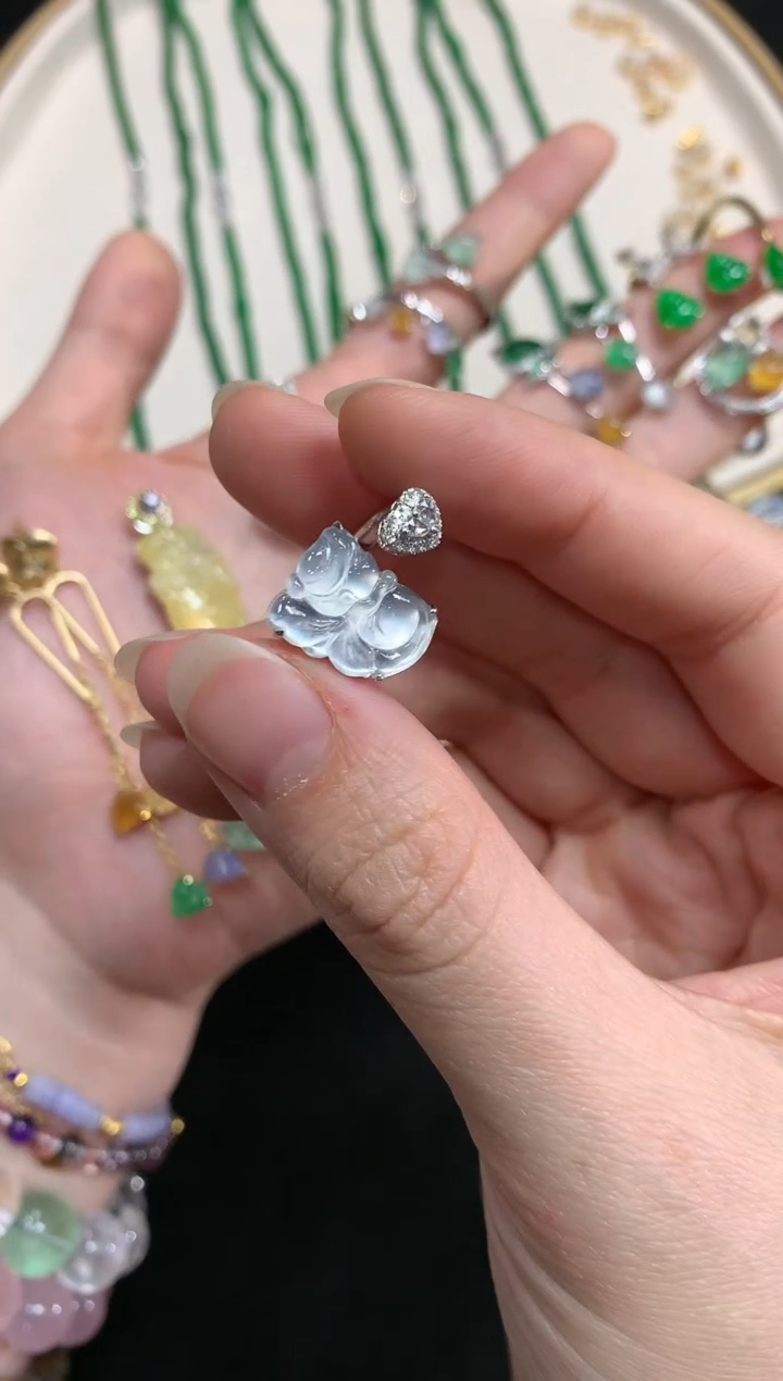 【闪购商品】翡翠戒指18K金镶嵌W111|9800