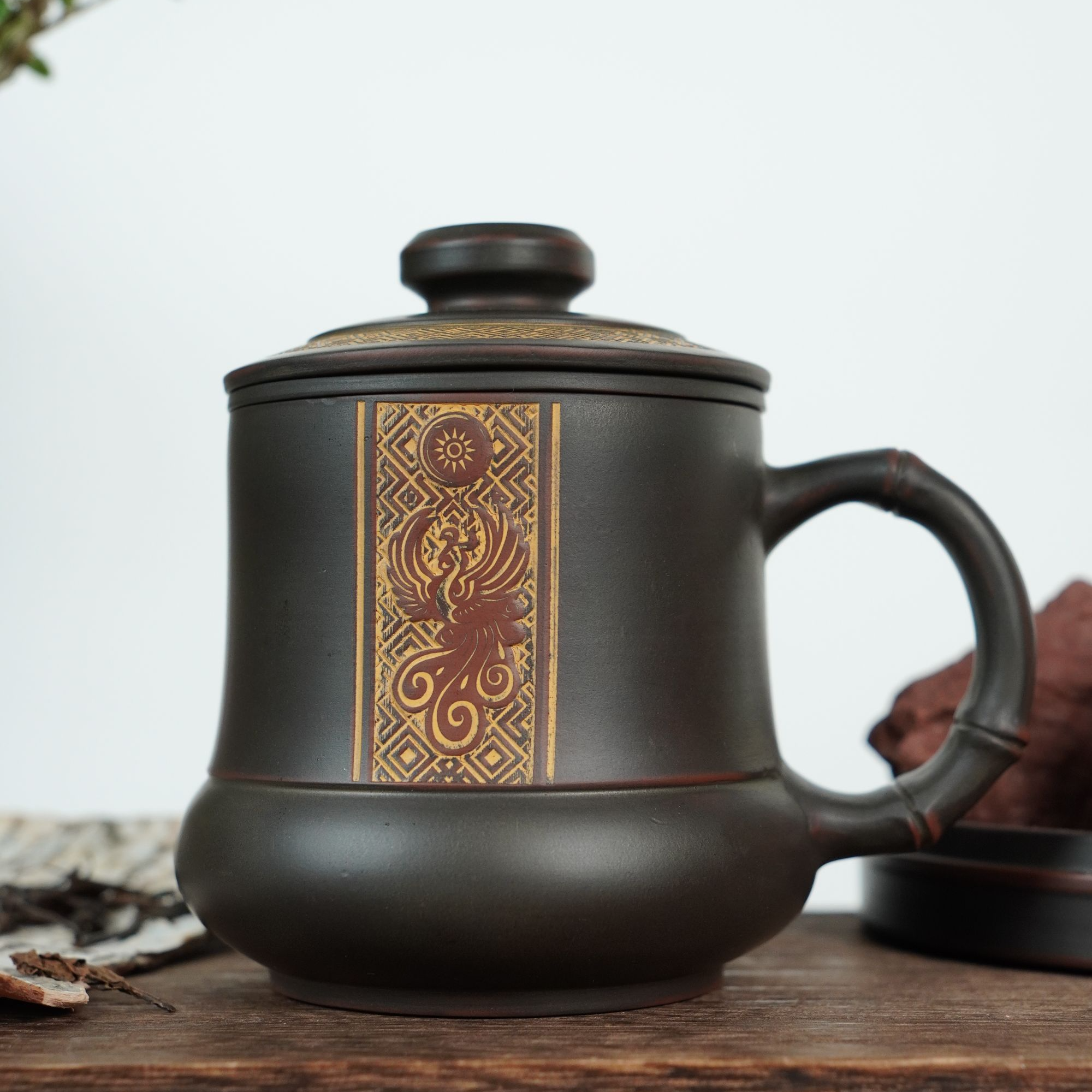 陶礼【凤凰】广西钦州坭兴陶凤凰双层水杯375ml