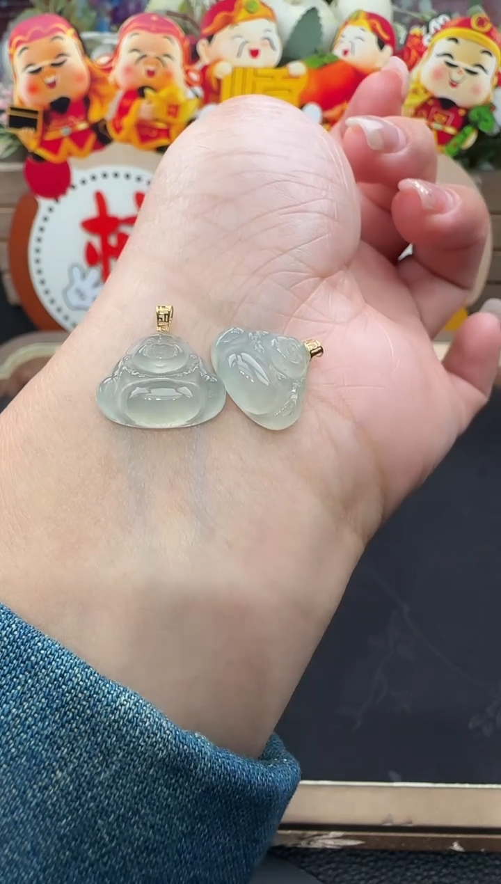 吊坠(不含链)18K金镶嵌翡翠佛公多样性发货其一-123