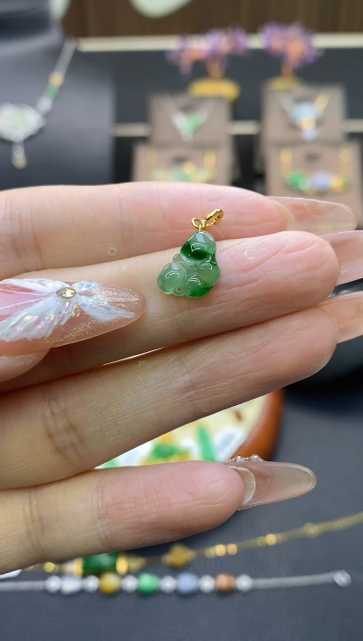 【闪购商品】翡翠颈饰18K金镶嵌净货12313