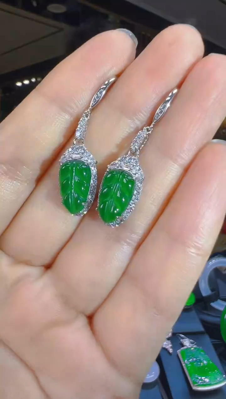 翡翠银S925镶嵌耳饰179（多样性发其一）