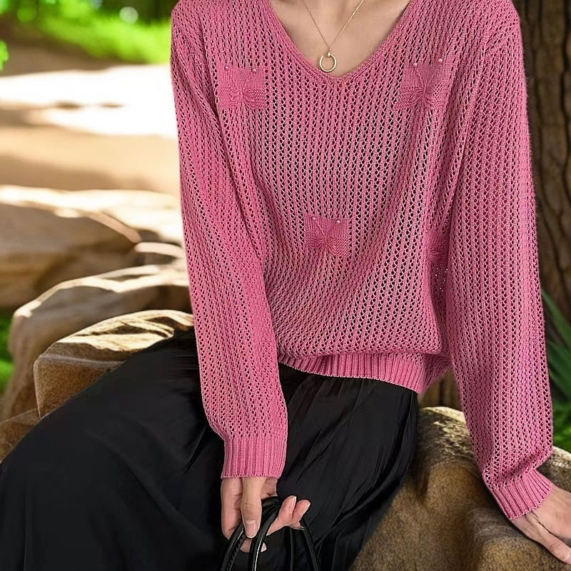 新款春夏秋镂空毛衣  长袖   时尚   气质  百搭