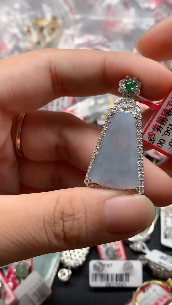 银S925镶嵌戒指翡翠天然A货缅甸翡翠