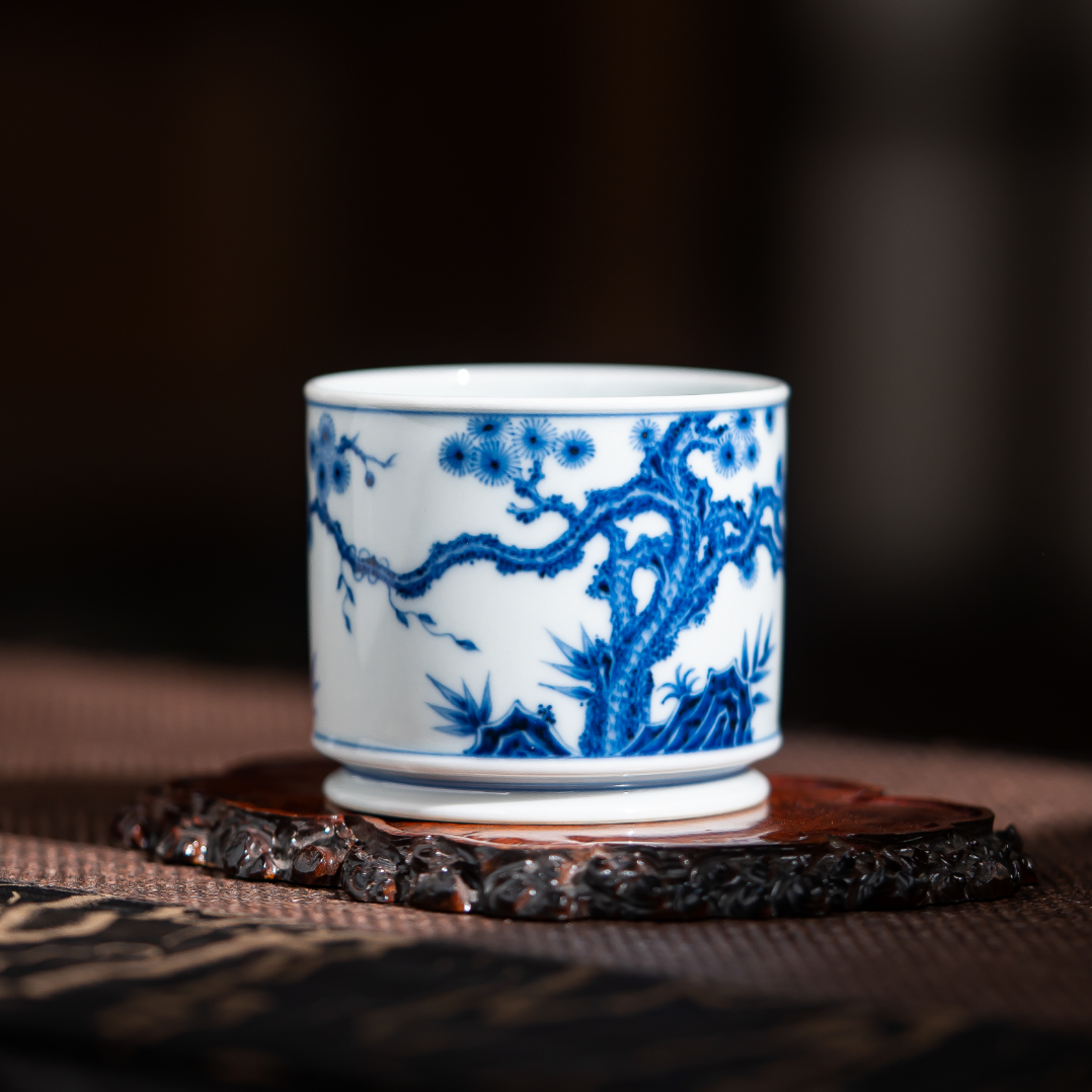 团窑  古松纹直口杯