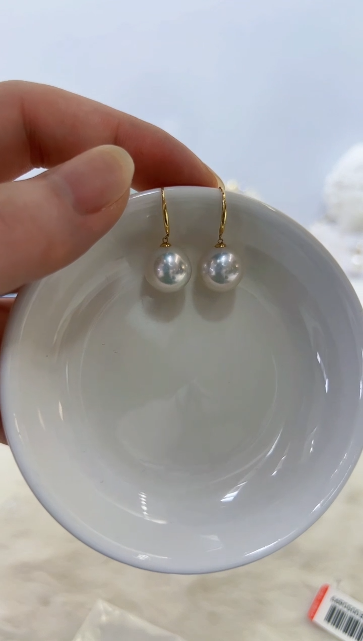 18K金镶嵌淡水珍珠DA耳饰@@be005