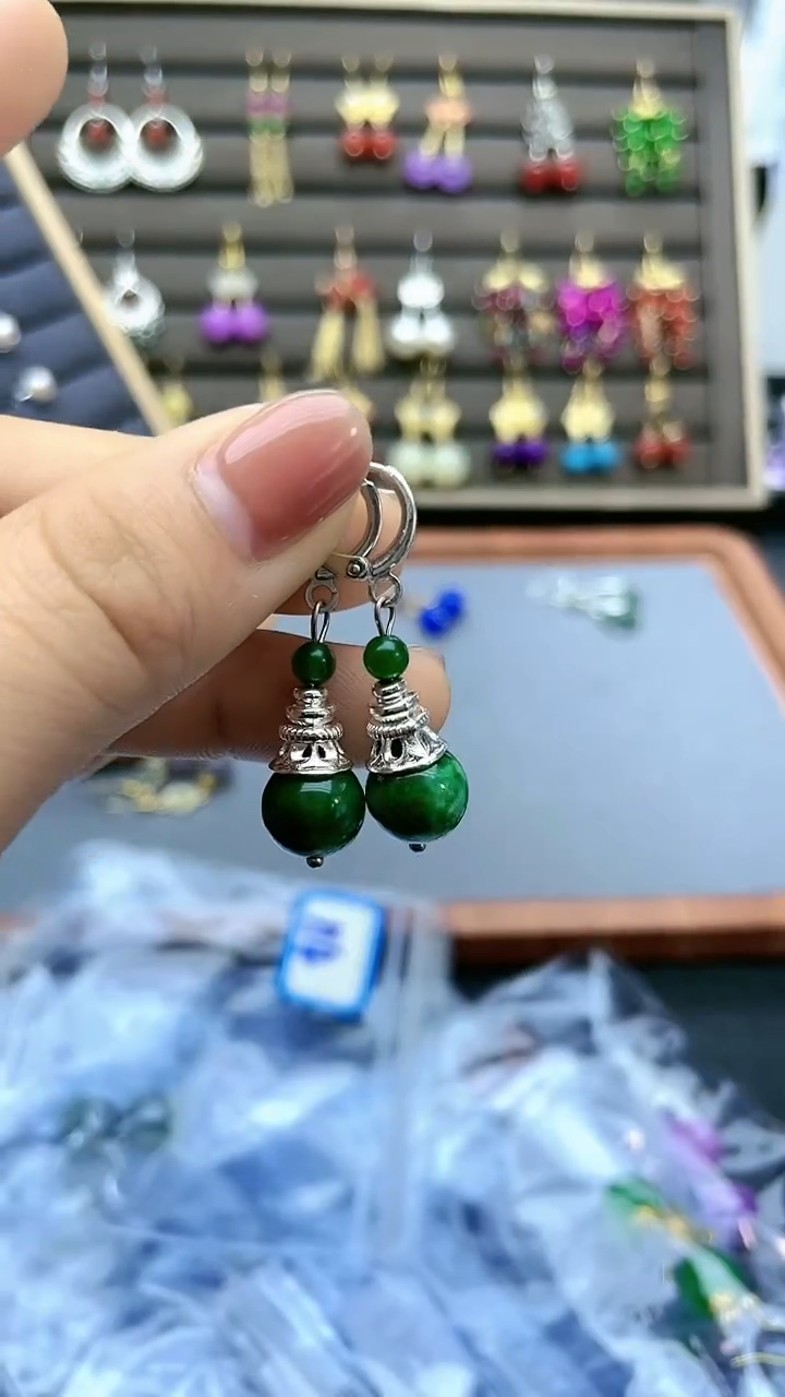 【闪购商品】翡翠耳饰银S925镶嵌114000