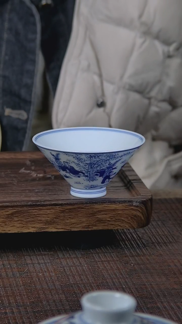 【闪购商品】折葵非器手工手绘竹林七贤斗笠杯