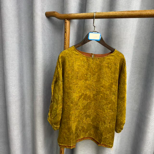 新款时尚休闲香云纱圆领上衣Z858