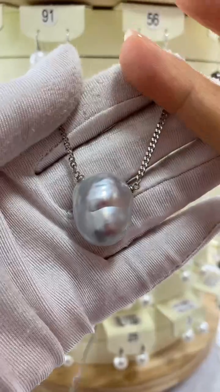 【闪购商品】海水珍珠套链银S925镶嵌18-19mm