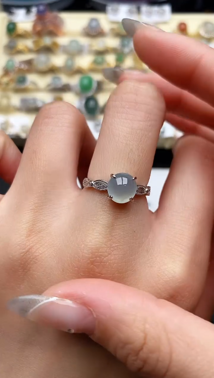 【闪购商品】翡翠戒指银S925镶嵌33333333+9