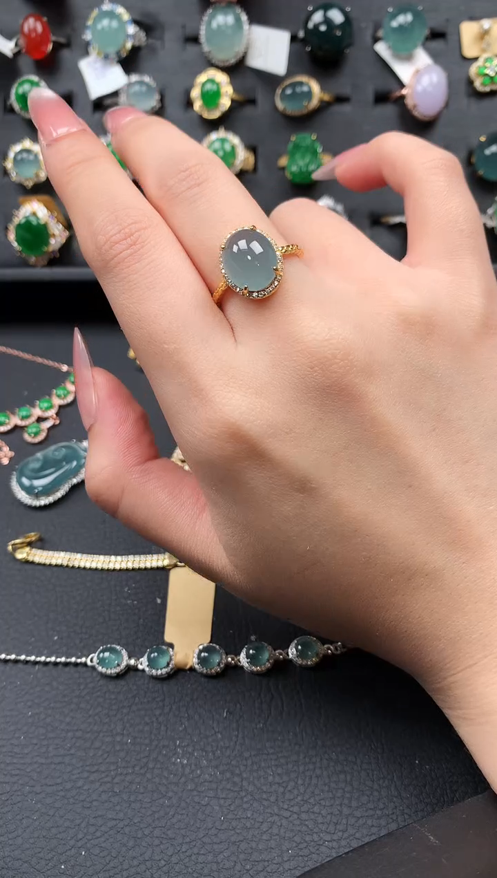 【闪购商品】翡翠戒指银S925镶嵌52141