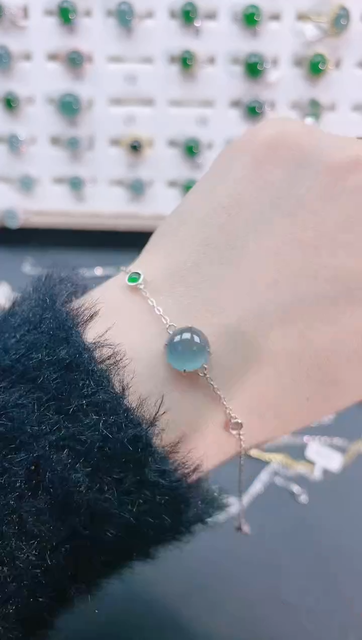 【闪购商品】翡翠手链银S925镶嵌天然翡翠