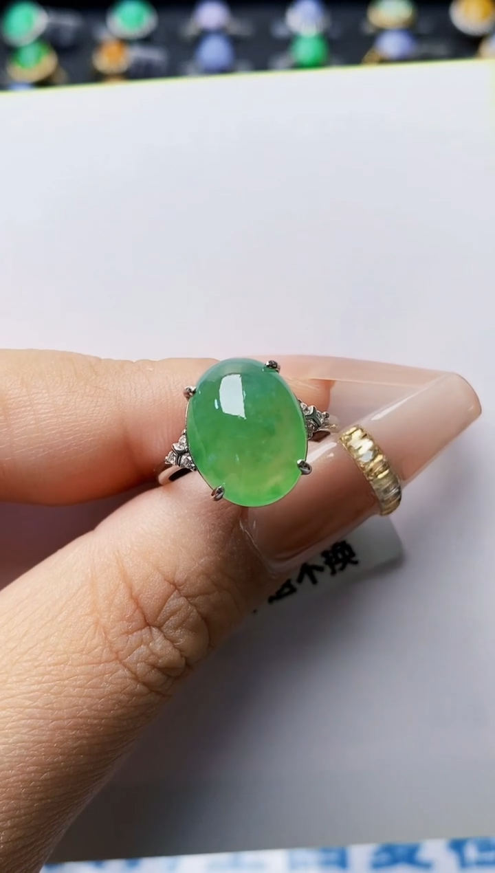 银S925镶嵌戒指翡翠0038